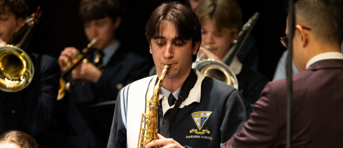 Lucas playing saxophone